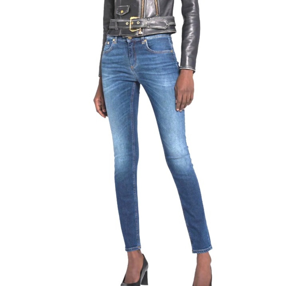 ROBERTO CAVALLI FADED MID-RISE BOTTOM SHAPING SKINNY ANKLE JEANS Sz US6/EU42